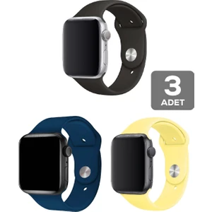 Apple Watch 3 4 5 6 7 8 Se 42 44 45MM Kordon Kayış 3 Adet Set Bileklik Klasik Silikon
