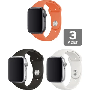 Apple Watch 3 4 5 6 7 8 Se 38 40 41MM Kordon Kayış 3 Adet Set Bileklik Klasik Silikon