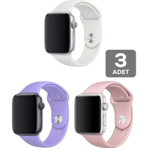 Apple Watch 3 4 5 6 7 8 Se 38 40 41MM Kordon Kayış 3 Adet Set Bileklik Klasik Silikon