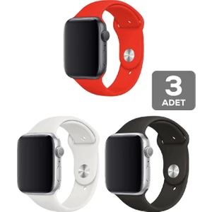 Apple Watch 3 4 5 6 7 8 Se 42 44 45MM Kordon Kayış 3 Adet Set Bileklik Klasik Silikon