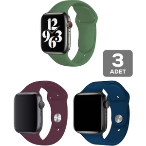 Apple Watch 3 4 5 6 7 8 Se 42 44 45MM Kordon Kayış 3 Adet Set Bileklik Klasik Silikon