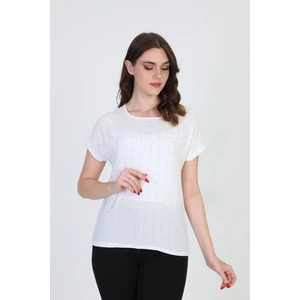 Ella Camelia Kadın Işlemeli Bluz 19E093 Ekru