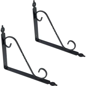 2 Adet Ferforje 22 x 30 cm Dekoratif Raf Altı Ayağı Konsol Siyah