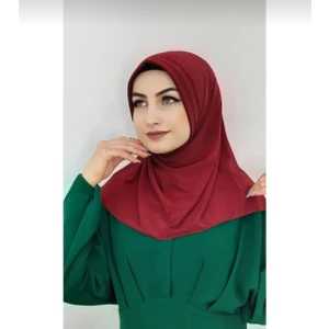 Ayselce Hobi Takmatik Hazır Eşarp Hijap Bordo