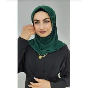 Ayselce Hobi Takmatik Hazır Eşarp Hijap Zümrüt