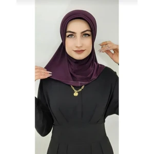 Ayselce Hobi Takmatik Hazır Eşarp Hijap Mürdüm