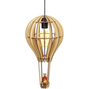 Hü Ma Tasarım ve Aksesuar Çocuk Genç Odası Için Doğal Ahşap Mdf 3D Puzzle Lazer Uçan Balon Avize - Biblo Ampul Dahil Değildir
