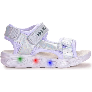 Kiko Kids 133 Hologram Işıklı Günlük Kız Çocuk Cırtlı Sandalet Ayakkabı