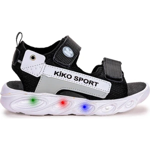 Kiko Kids 101 Işıklı Günlük Kız/erkek Çocuk Cırtlı Sandalet Ayakkabı Siyah - Gri