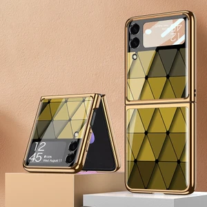 Samsung Galaxy Z Flip3 Için Gkk Kaplama Cam Telefon Kılıfı 5g Elmas Sarı (Yurt Dışından)