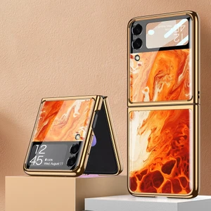 Samsung Galaxy Z Flip3 Için Gkk Kaplama Cam Telefon Kılıfı 5g Acate Kırmızı (Yurt Dışından)