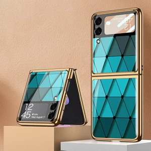 Samsung Galaxy Z Flip3 Için Gkk Kaplama Cam Telefon Kılıfı 5g Elmas Mavi (Yurt Dışından)