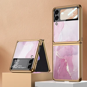 Samsung Galaxy Z Flip3 Için Gkk Kaplama Cam Telefon Kılıfı 5g Mor Pembe (Yurt Dışından)