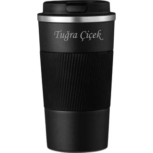 304 Pazlanmaz Çelik 500 ml Kaydırmaz Lastikli Termos Bardak Mug Isme Özel