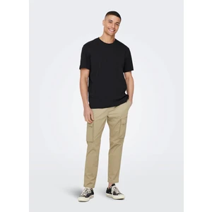 Only & Sons O Yaka Düz Siyah Erkek T-Shirt 22025208_ONSMAX Lıfe Reg Ss Stıtch