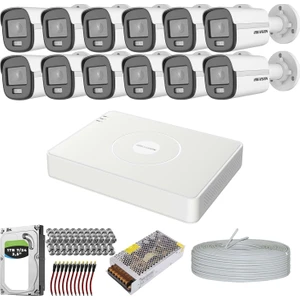 Premium Set Hıkvısıon Colorvu Gece-Karanlıkta 7/24 Renkli 12 Kameralı Set 1tb 7/24 HDD