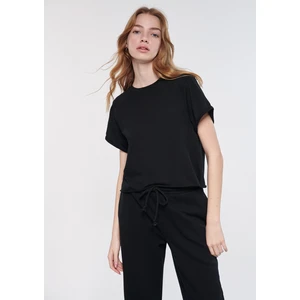 Kadın Siyah Basic Crop Tişört 168220-900