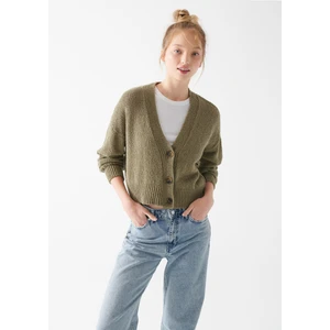 Düğmeli Haki Hırka