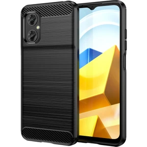 Xiaomi Redmi Note 11R Global-Poco M4 5g Brushed Carbon Fiber Silikon Kılıf - Siyah AL3332
