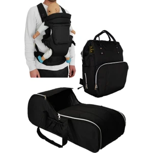 Portbebe Ana Kucağı + Bebek Taşıma Kanguru + Bebek Bakım Çantası 3 Lü Set