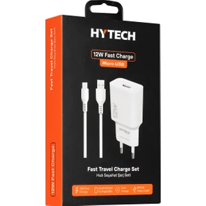 HY-XT50M 12W 5V 2.4A Beyaz Micro USB Kablolu Şarj Adaptörü