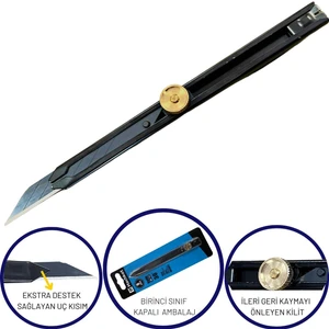 Machket Maket Bıçağı 9 Mm Kilitli Siyah