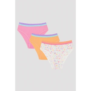 Kız Çocuk Renkli Çiçek Desenli 3Lü Slip Külot