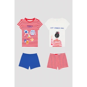 Kız Çocuk Summer Days Baskılı Çizgili 2li Pijama Takımı