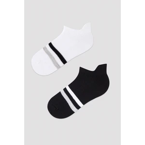 Erkek Çocuk Siyah Beyaz Çizgili 2Li Patik Çorap