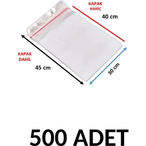 500 Adet Şeffaf Yapışkanlı Delikli Poşet - Opp Kendinden Yapışkanlı  Parlak Poşet Delikli 30X45 cm