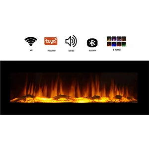 Plazma Elektrikli Şömine 8 Renkli 130CM,ALEV Sesli, Bluetoothlu, Wifili