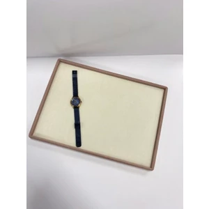 MeGass Dekor Yerli Üretim Süet Kumaş Krem-kahve Renk 34/24 Cm Takı Servis Sunum Tablası