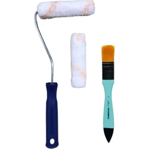 Saten Rulo Set 10CM ve Turkuaz Fırça 2,5cm Vernik ve Boyaya Uygun