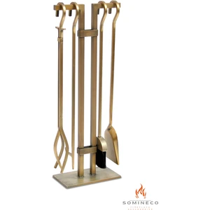 5'li Lüx Ithal Antik Gold Patinalı  Şömine Maşa Takımı Aksesuar Seti - SG018