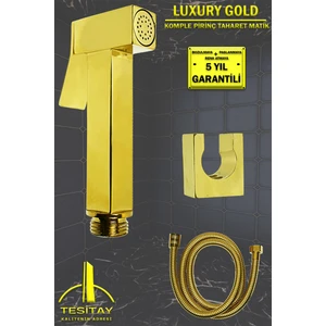 Wc Matik Altın Renk Tabancalı Taharet Matik Komple Metal Lüks Tabancalı Taharet Spirali Fıskiyesi