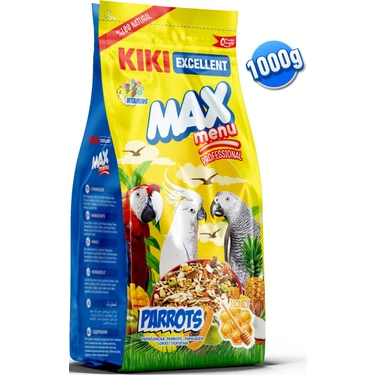 Kıkı Excellent Kuş Max Menu Parrots Papağan Yemi 1000 Gr.