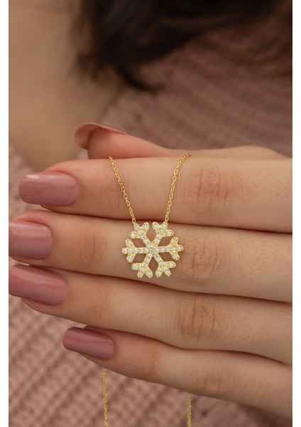 925 Ayar Gold Kartanesi Kadın Gümüş Kolye