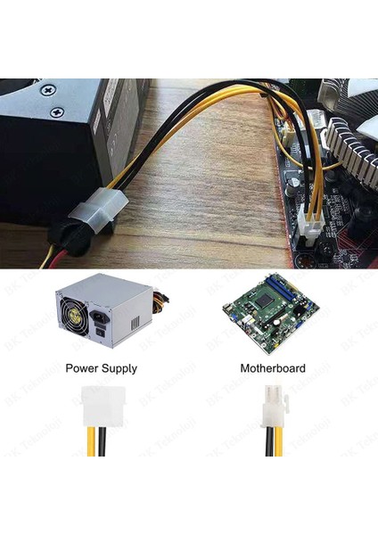 4 Pin Molex - Atx P4 Cpu 4-Pin 12V Psu Güç Kaynağı Konektörü Adaptör Kablosu