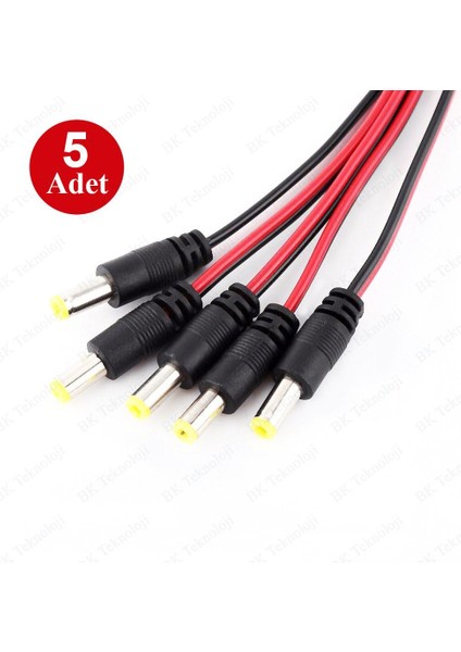 5 Adet Cctv Güvenlik Kamerası Için Erkek Dc Güç Kablosu