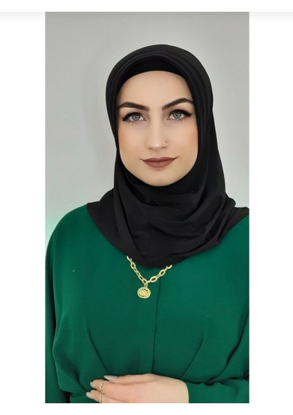 Takmatik Pratik Hazır Eşarp Hihap Siyah
