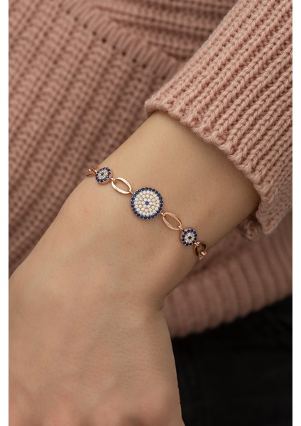 925 Ayar Asansörlü 3'lü Nazar Kadın Gümüş Bileklik fiyatları