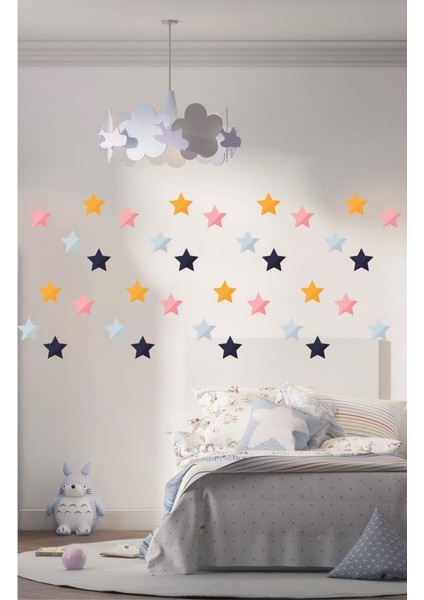 Renkli Yıldız 120 Adet Çocuk Odası Duvar Sticker Dekorasyon 5 cm fiyatları