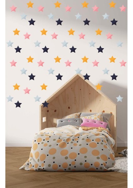 Renkli Yıldız 120 Adet Çocuk Odası Duvar Sticker Dekorasyon 5 cm fırsatları