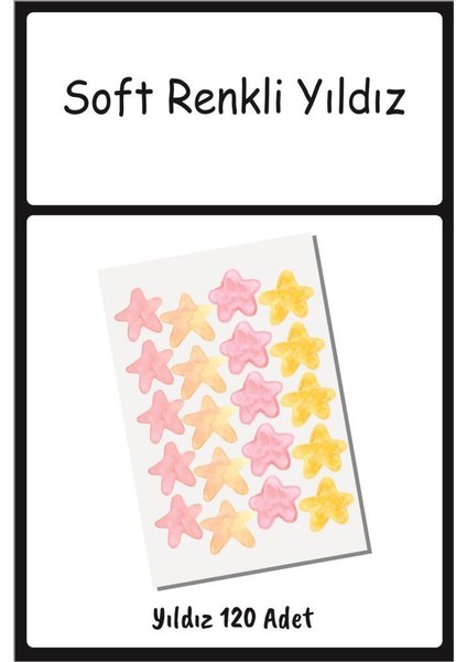 Lizpo Decor Renkli Yıldız 120 Adet Çocuk Odası Duvar Sticker Dekorasyon 5 cm