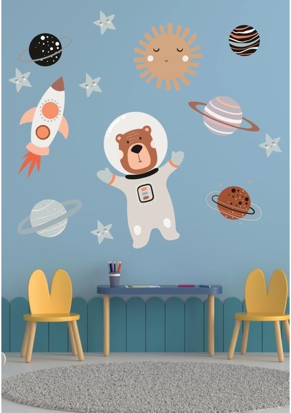 Çocuk Odası Gezegenleri Için Uzay Elementleri 60 x 50 cm 1 Adet Çocuk Odası Duvar Sticker Dekorasyon Md 1