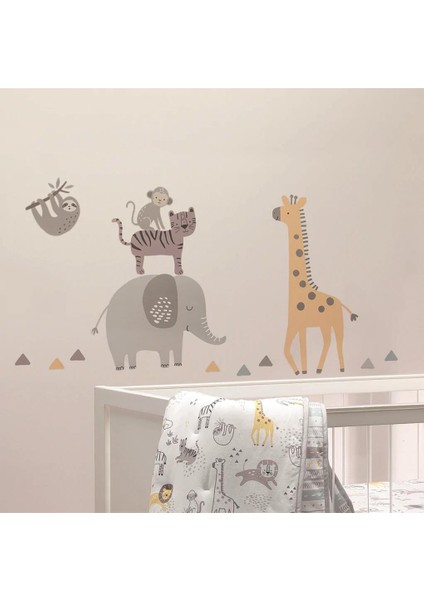 Bebek Zürafa Fil Set , Bebek ve Çocuk Odası Dekoratif Duvar Sticker Çıkartması