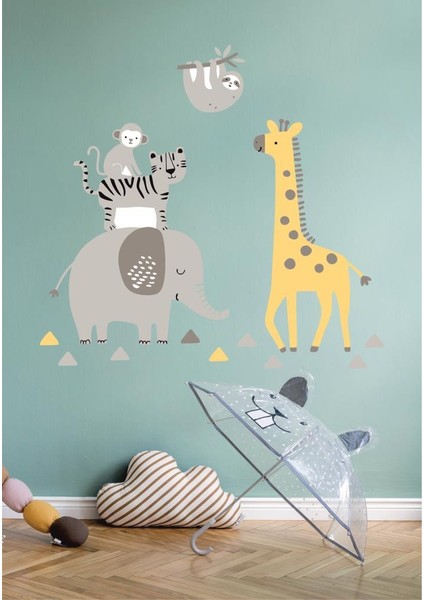 Bebek Zürafa Fil Set , Bebek ve Çocuk Odası Dekoratif Duvar Sticker Çıkartması modelleri