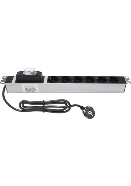 19" 1u 6 Lı (16A) Sigortalı Rack Kabin Priz Grubu Pdu(25 Adet)