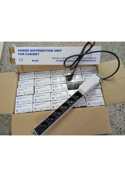 19" 1u 6 Lı (16A) Sigortalı Rack Kabin Priz Grubu Pdu(25 Adet)
