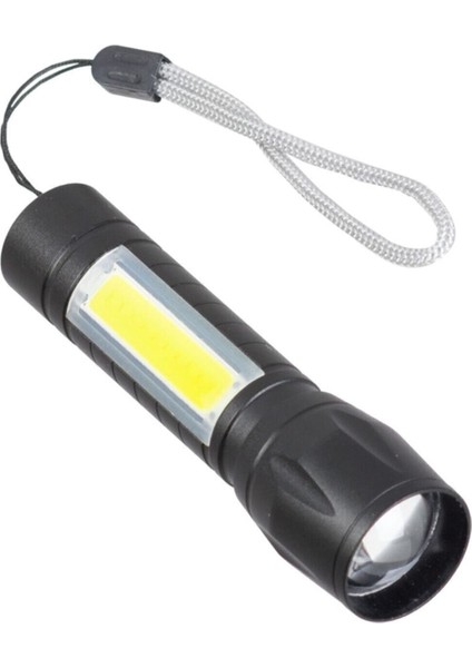 Şarjlı Metal Yağmur Suyu Geçirmez Xpe+ Cob Led'li El Feneri PD-5568